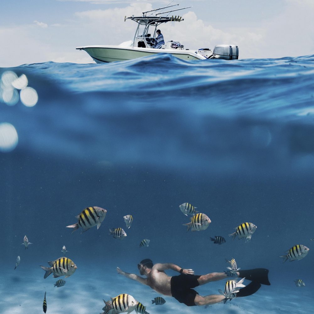 full-shot-man-swimming-with-fish